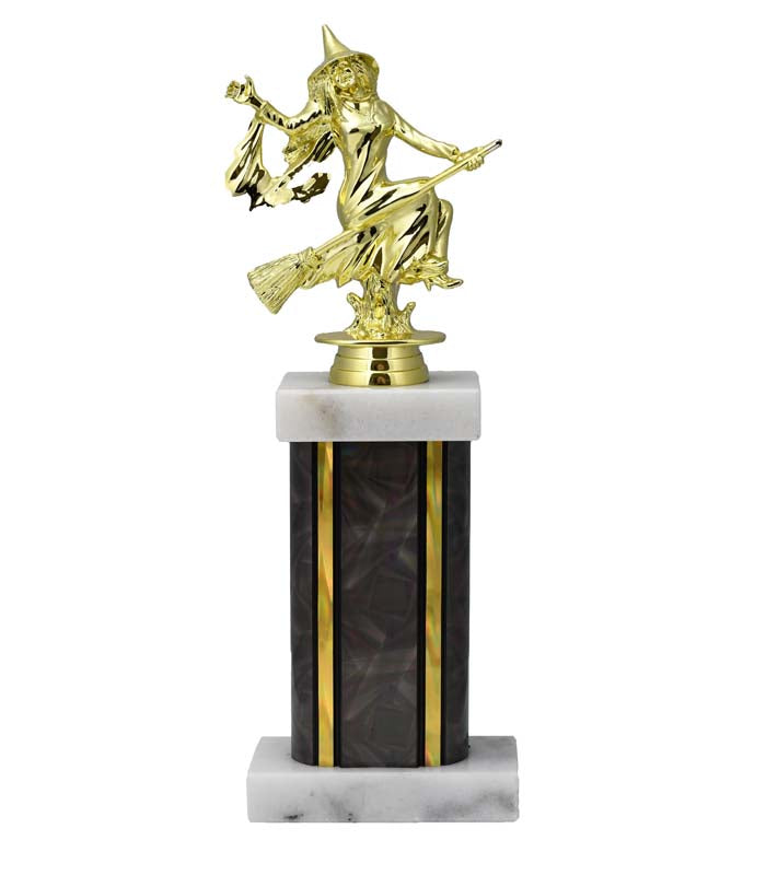 Halloween Witch Rectangle Column Trophy on White Base