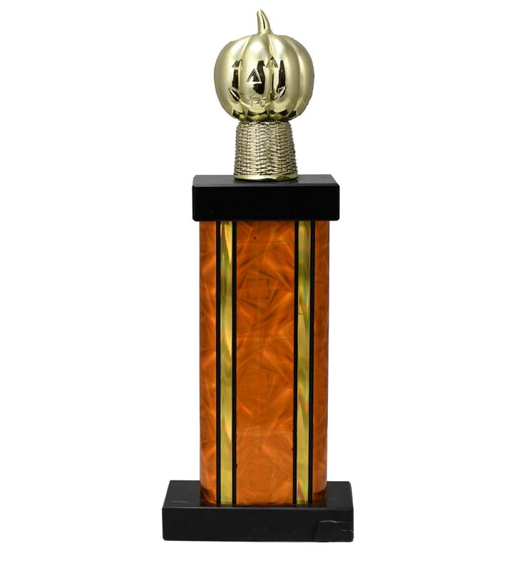 Halloween Pumpkin Rectangle Column Trophy with two Bases
