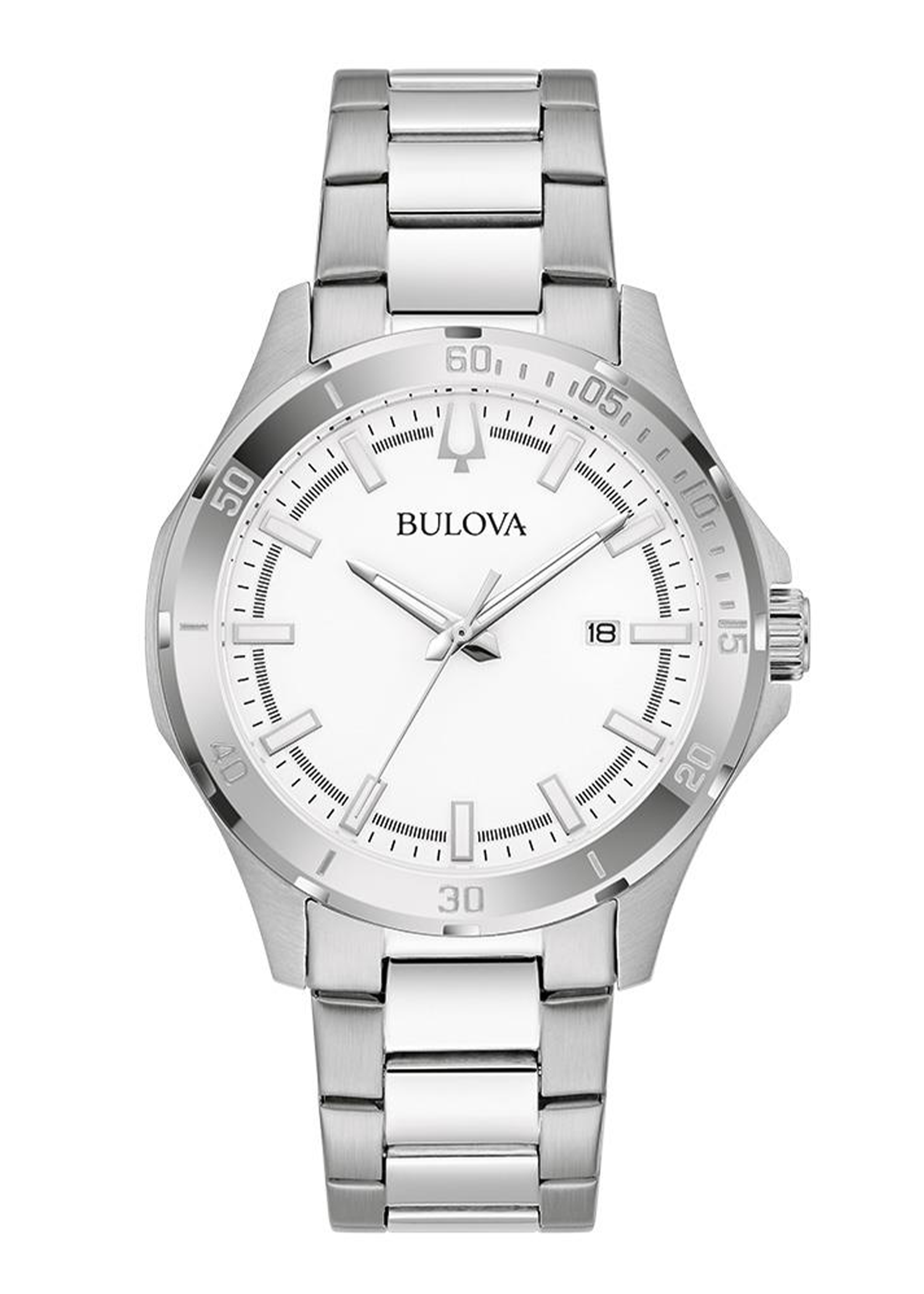 Bulova Corporate Collection Men's Stainless Steel Bracelet Watch with White Dial
