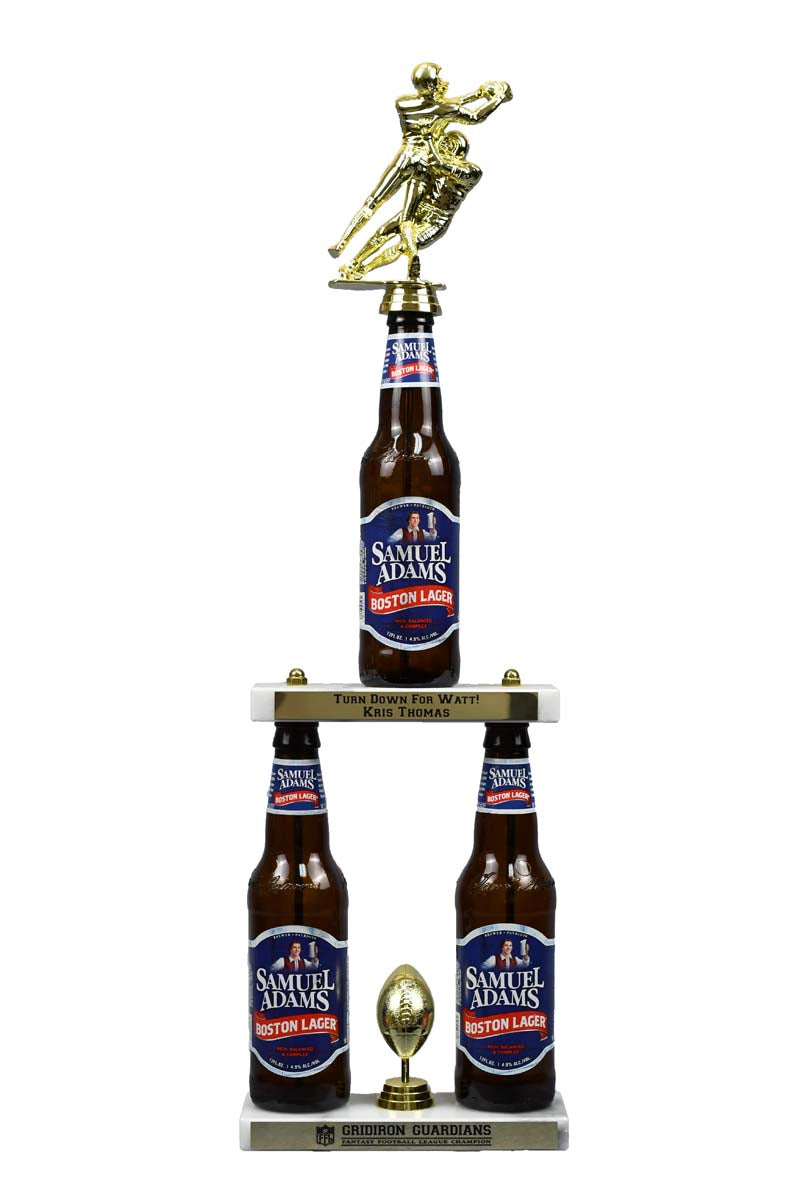 fantasy football helmet beer Fantasy Sports 3 Beer Bottle Trophy