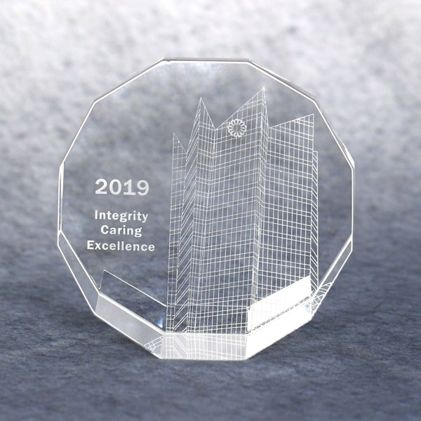Multi-Faceted Crystal Paper Weight - Monarch Trophy Studio