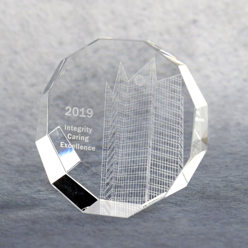 Multi-Faceted Crystal Paper Weight - Monarch Trophy Studio