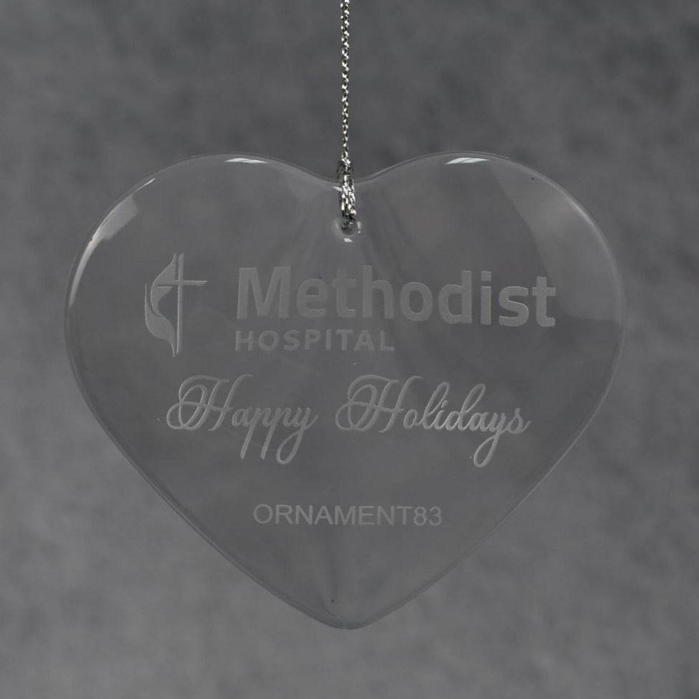 Ornament Glass Heart - Monarch Trophy Studio