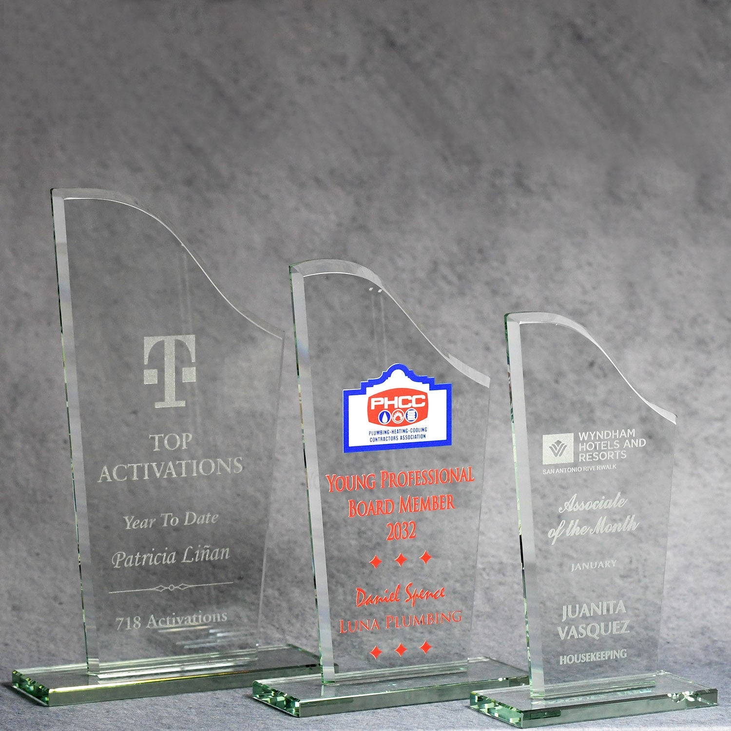 Economy Jade Crystal Swoosh Top - Monarch Trophy Studio