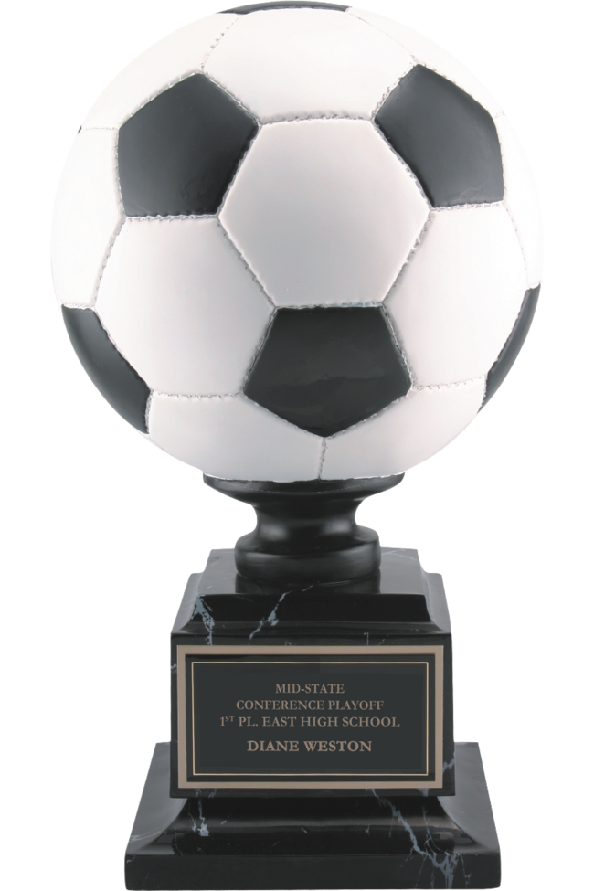 15-1/2 Inch Two Tone Silver and Gold Soccer Ball Trophy