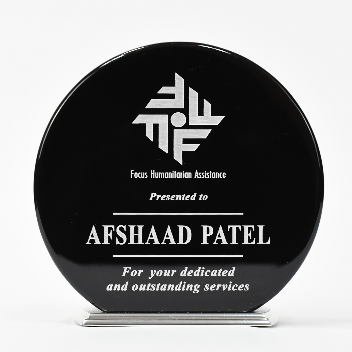 Ebony Round/Silver Base - Monarch Trophy Studio