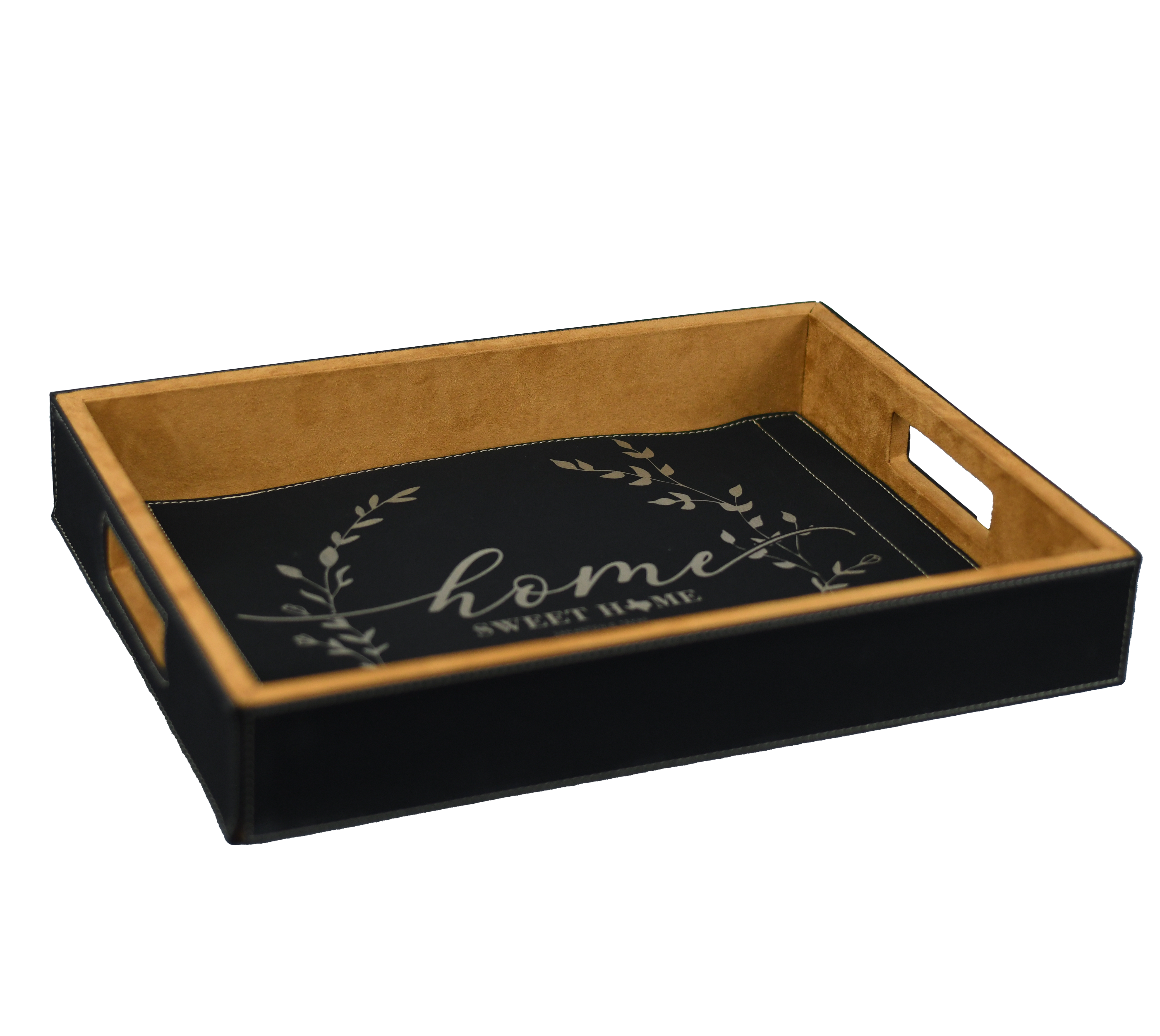 Serving Tray with Leather Insert