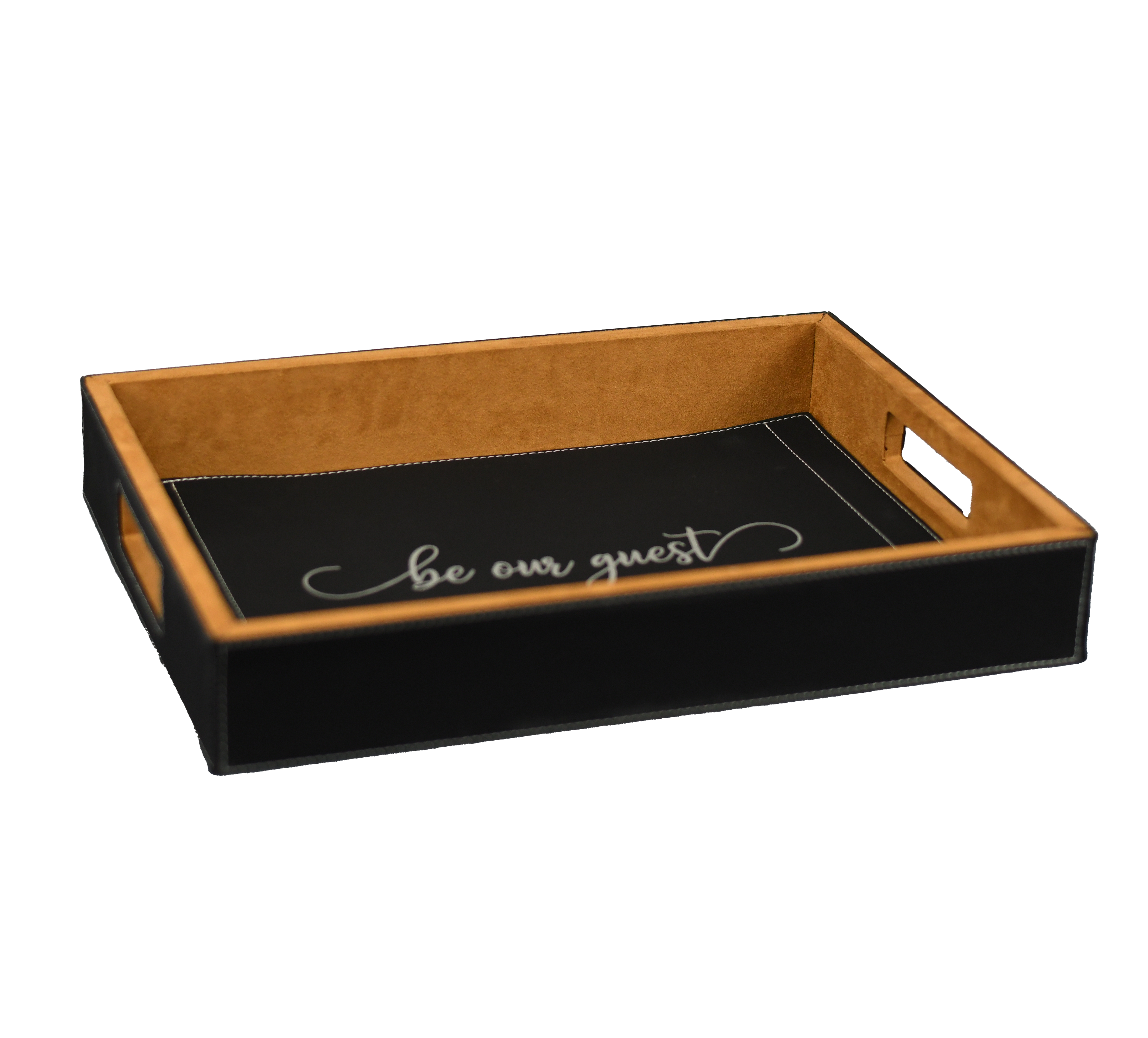 Serving Tray with Leather Insert