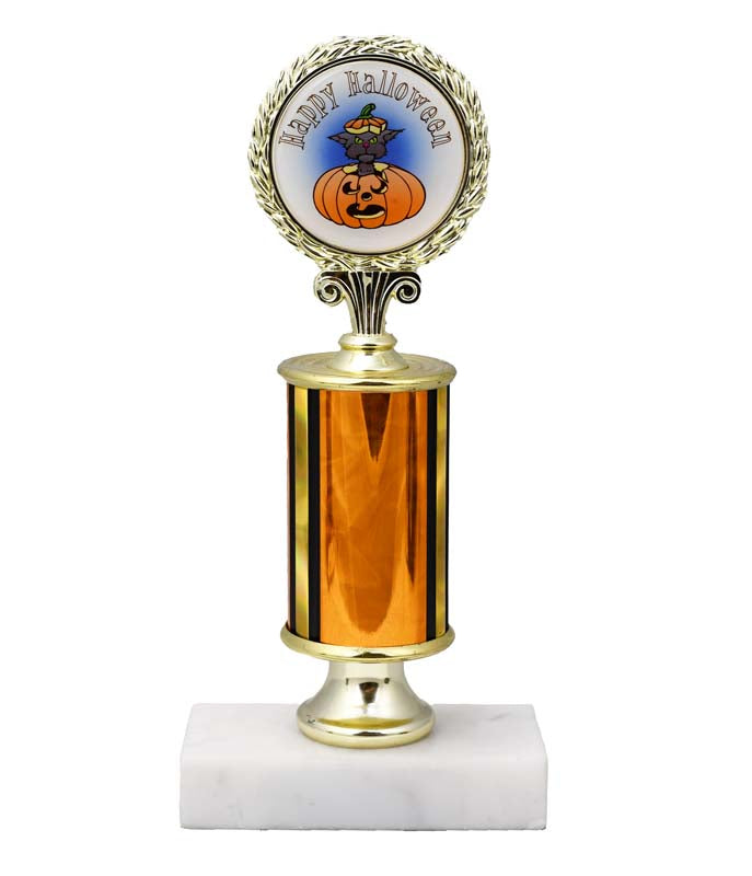 Halloween Insert Trophy with Bell on White Base