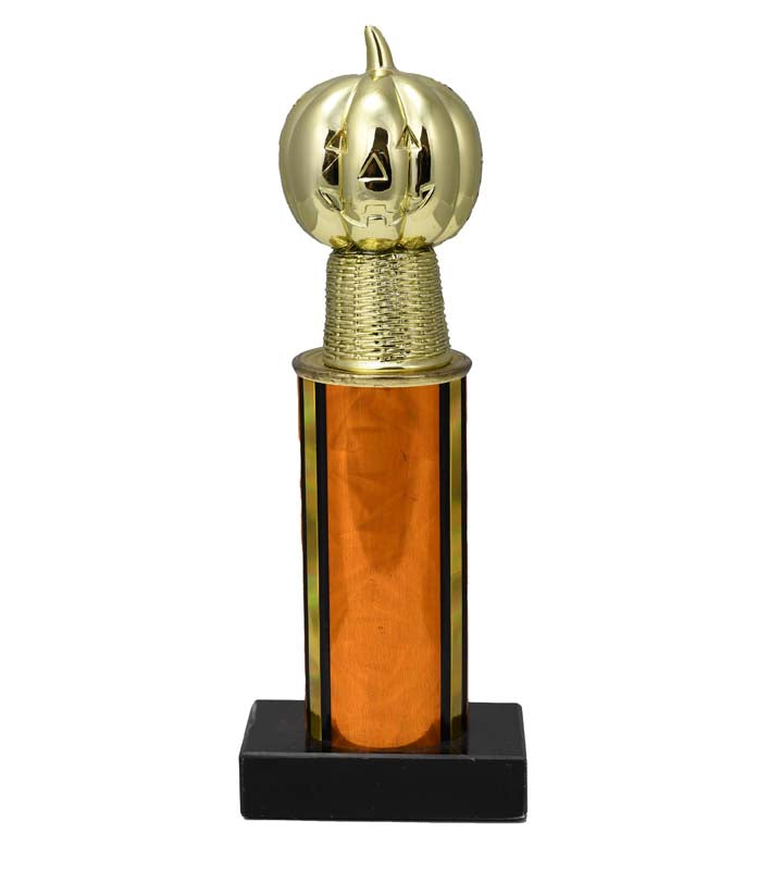 Halloween Pumpkin Column Trophy on Black Base
