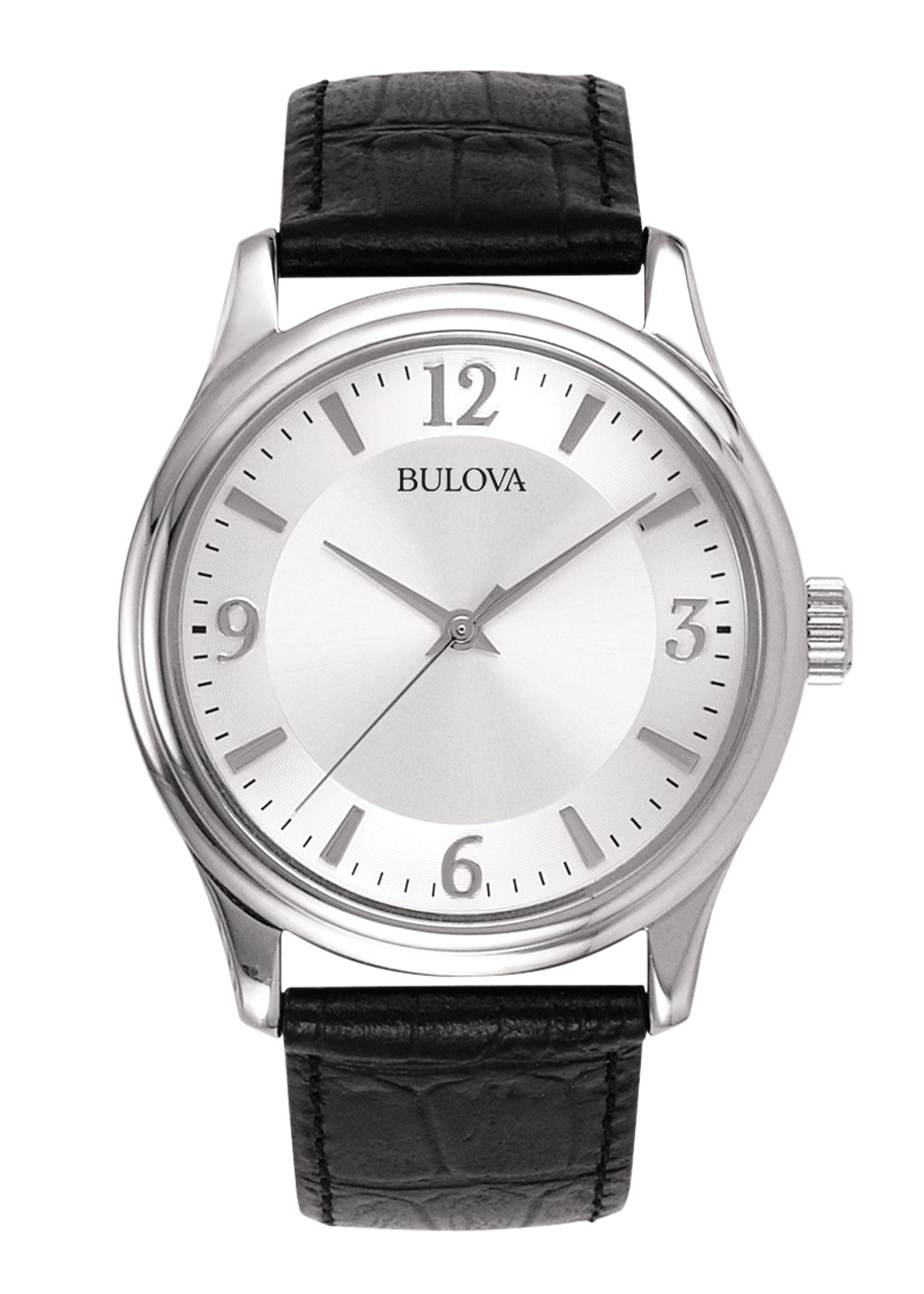 Bulova Corporate Collection Men's Black Leather Strap Watch