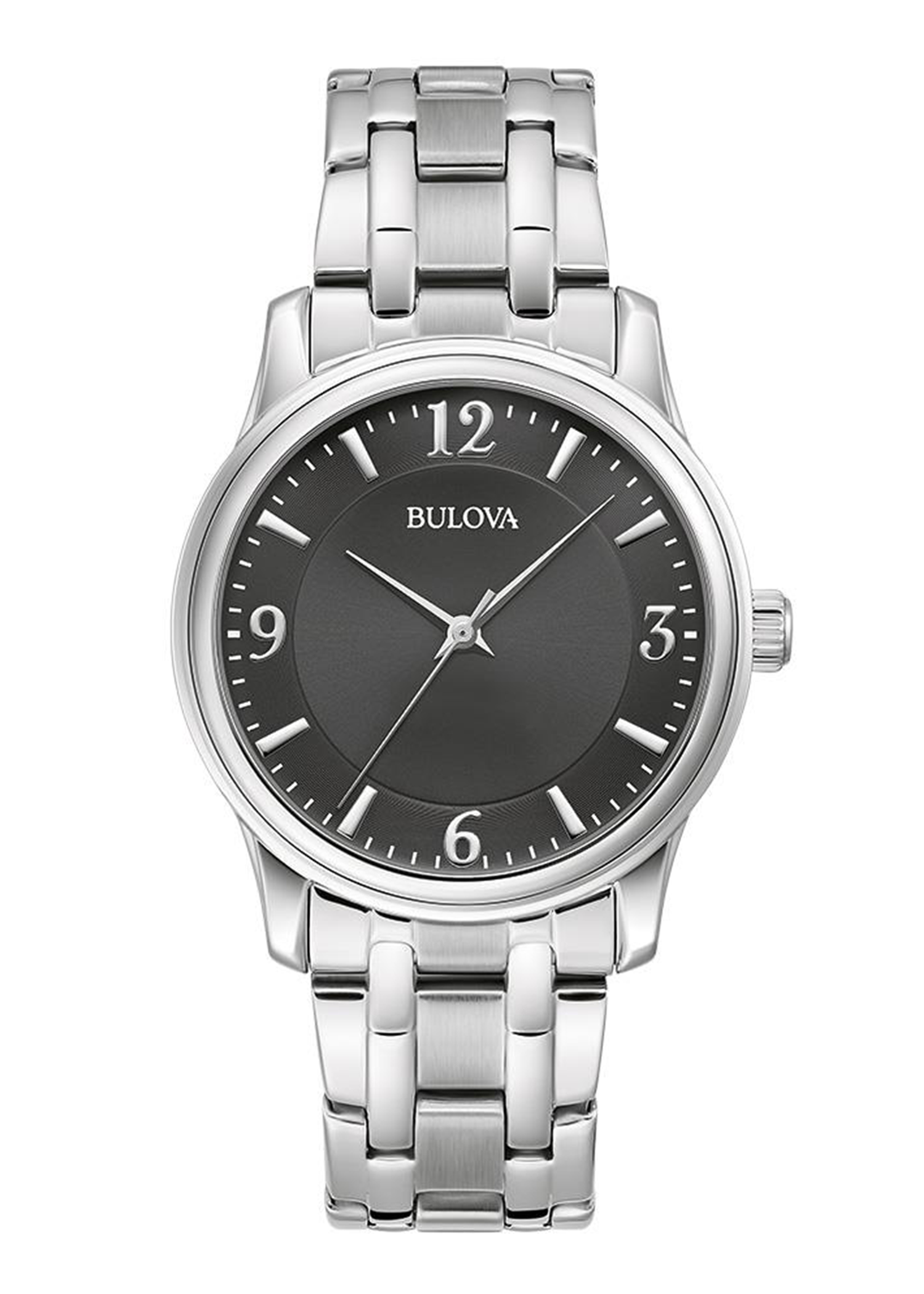 Bulova Corporate Collection Men's Silver-Tone Bracelet Watch with Black Dial