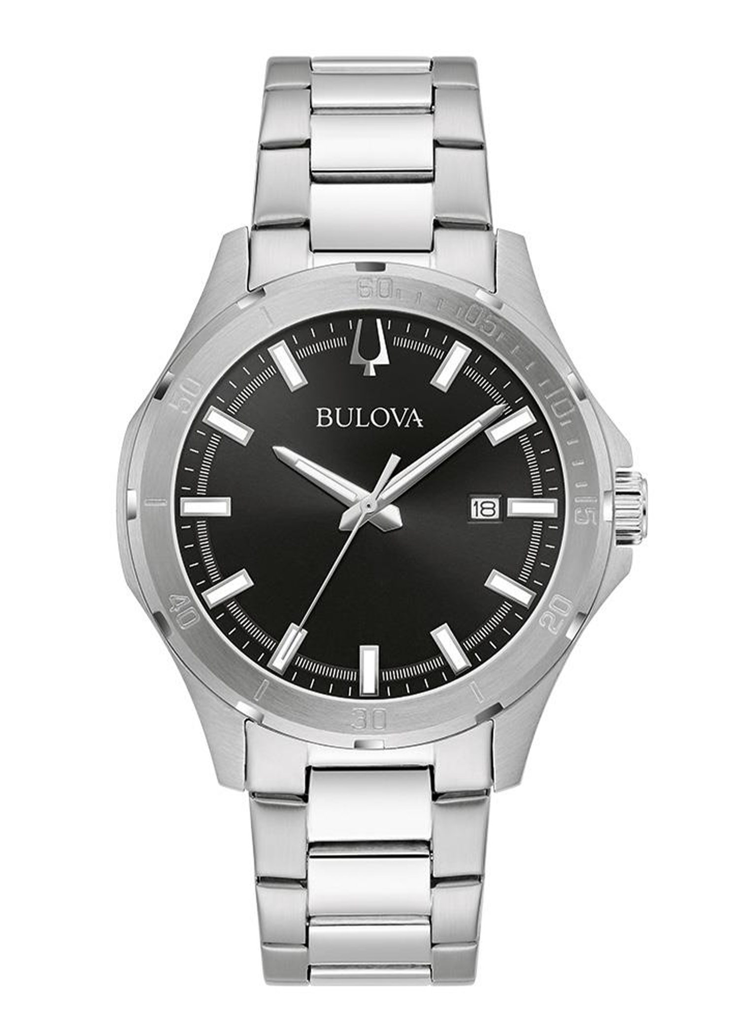 Bulova Corporate Collection Men's Silver-Tone Stainless Steel Watch with Black Dial