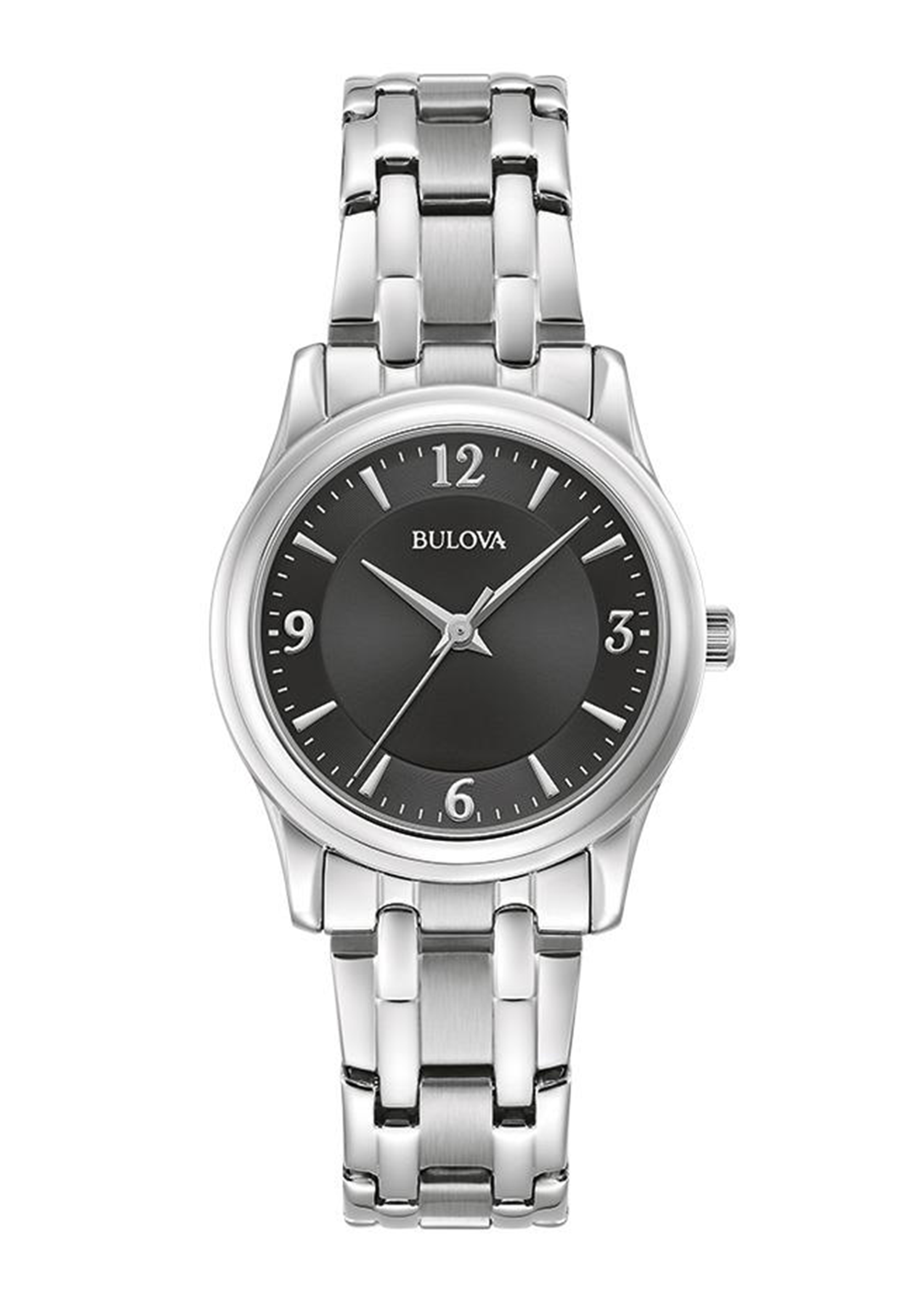 Bulova Corporate Collection Ladies' Silver-Tone Bracelet Watch with Black Dial