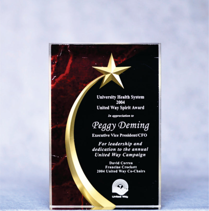 Acrylic Carved Red Star Award