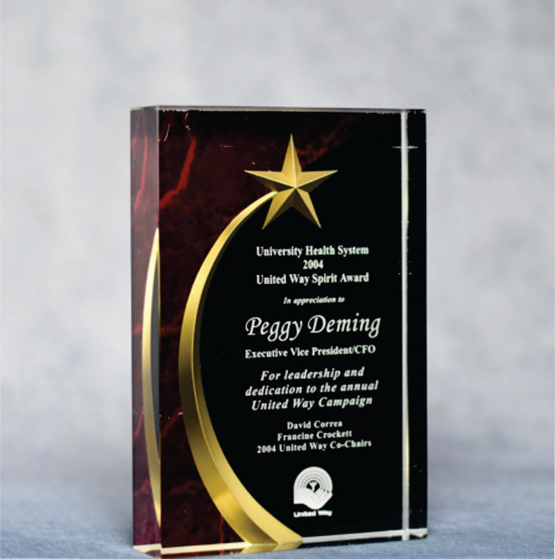 Acrylic Carved Red Star Award