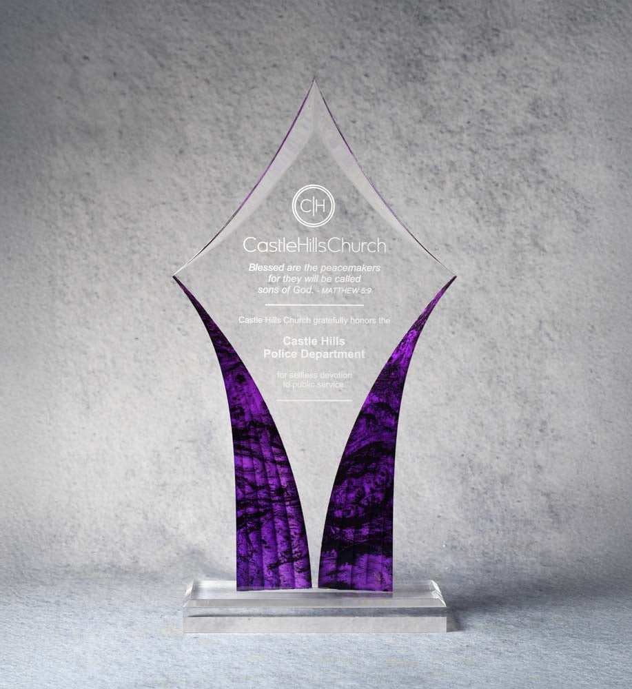 Acrylic Purple Diamond Trophy