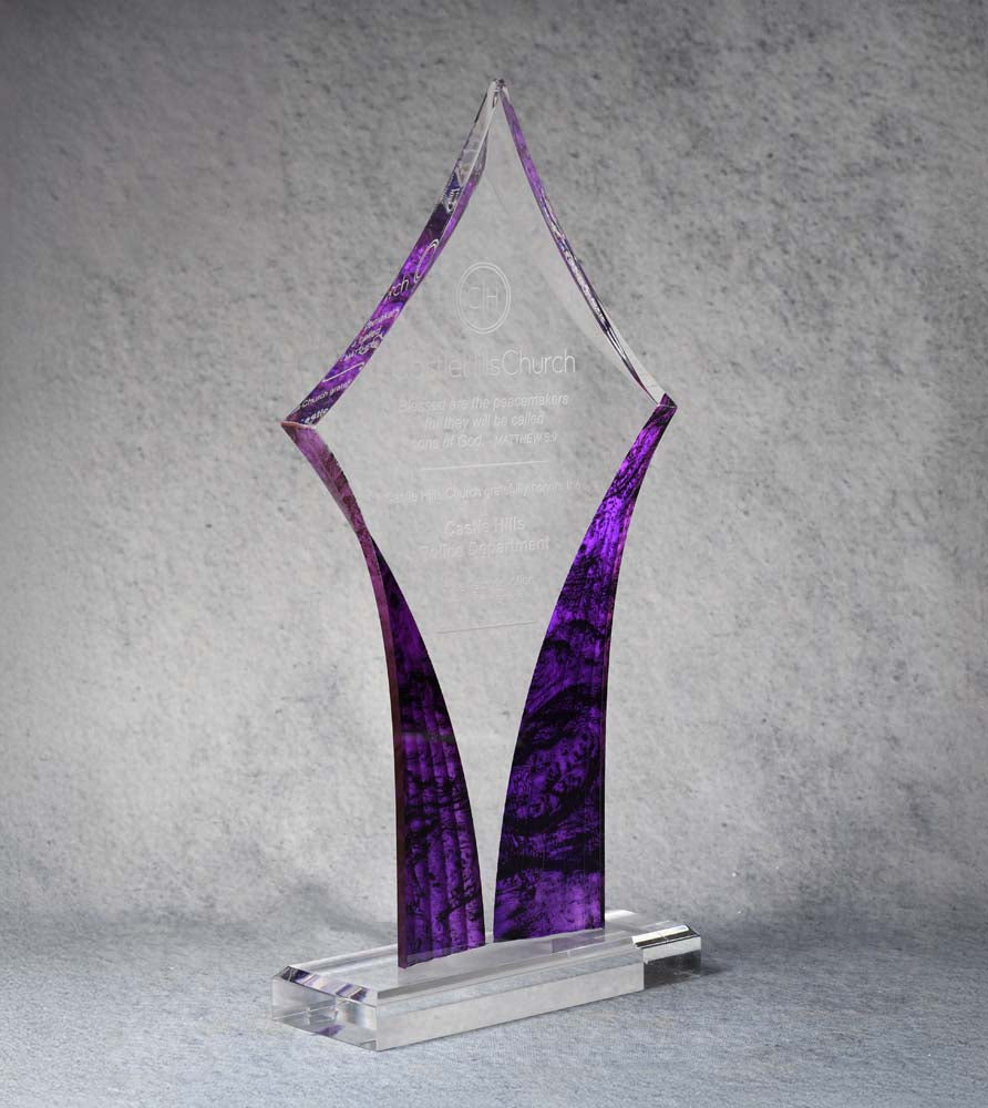 Acrylic Purple Diamond Trophy