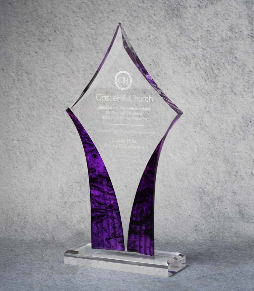 Acrylic Purple Diamond Trophy