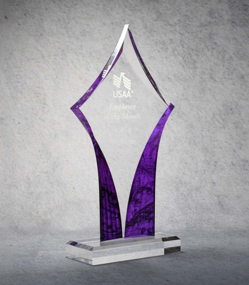 Acrylic Purple Diamond Trophy