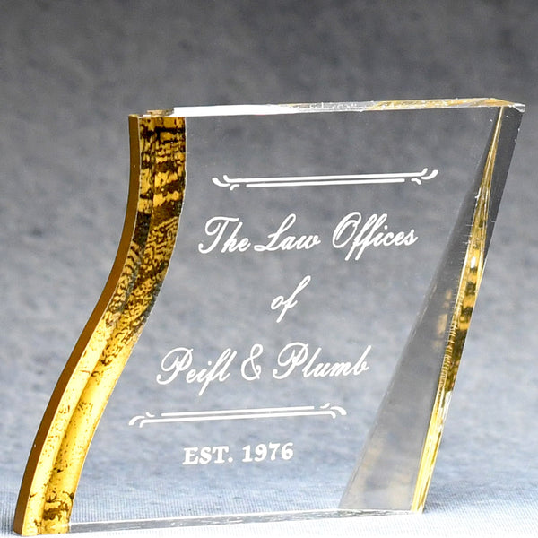 Acrylic Angled Square Paper Weight - Monarch Trophy Studio