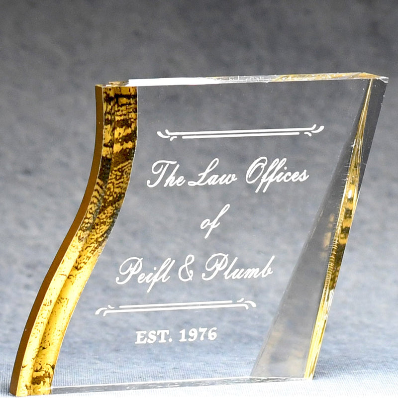 Acrylic Angled Square Paper Weight - Monarch Trophy Studio