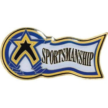 Sportsmanship award pin with star emblem, ideal for scholastic or team recognition