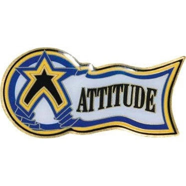 Custom 'Attitude' lapel pin with star emblem, ideal for awards and recognition