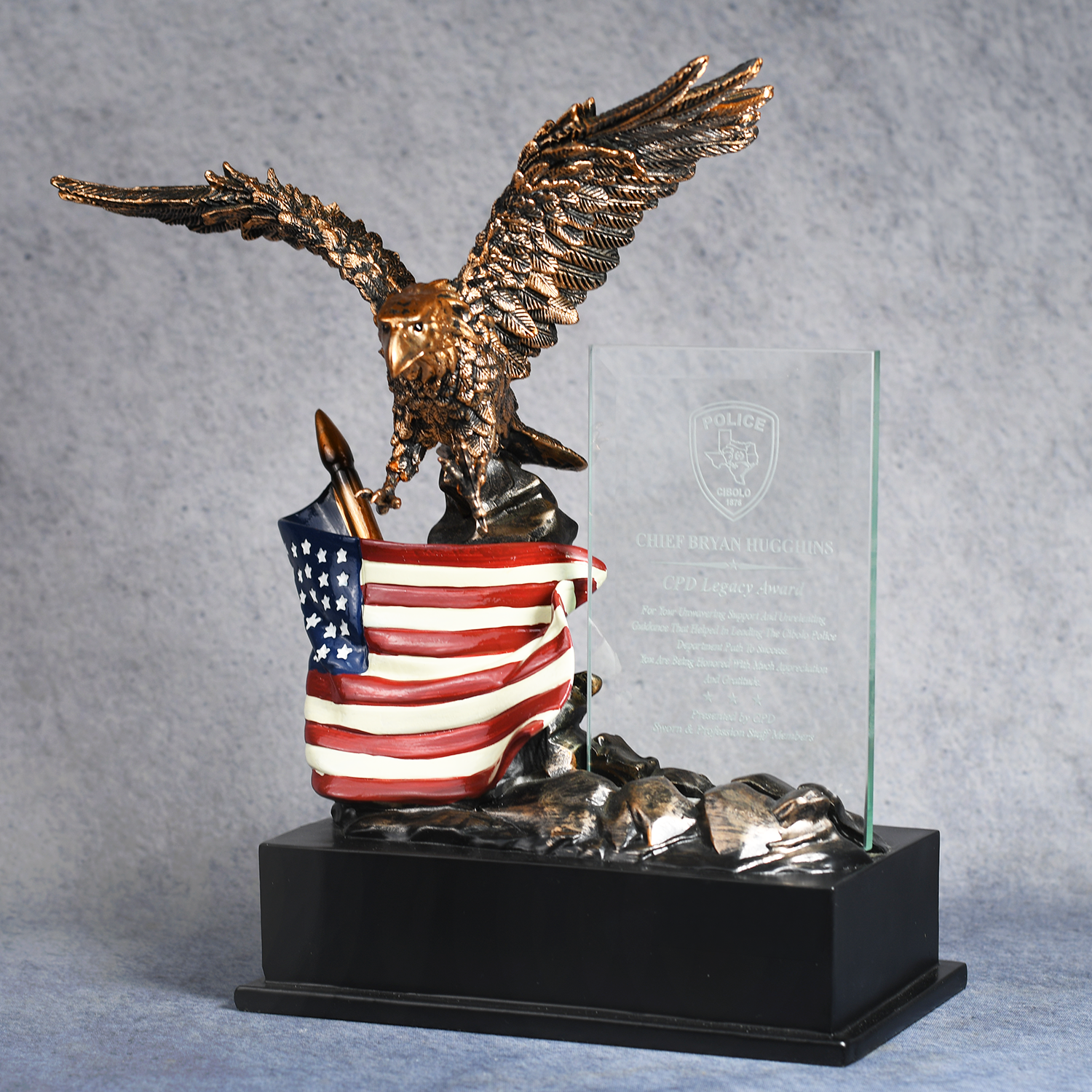 Eagle with Flag and Glass