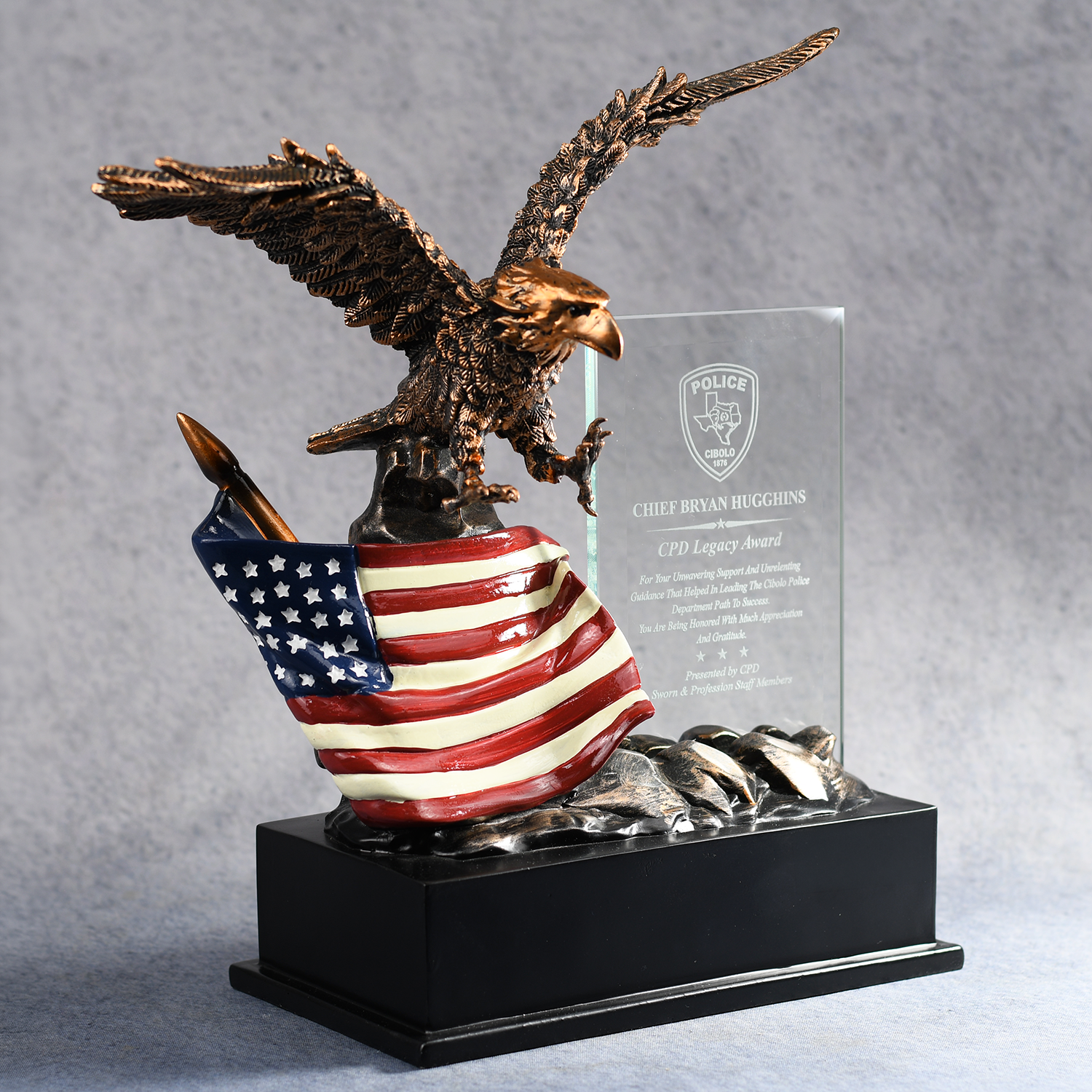 Eagle with Flag and Glass