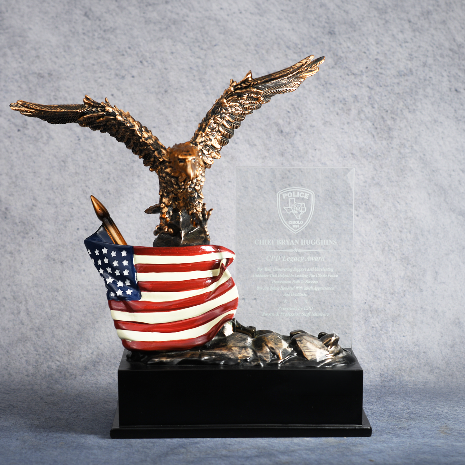 Eagle with Flag and Glass