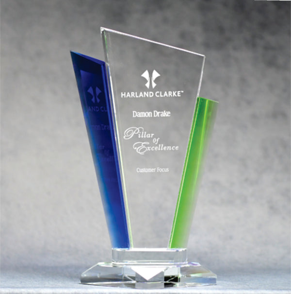 Crystal Angled Blue/Green Award