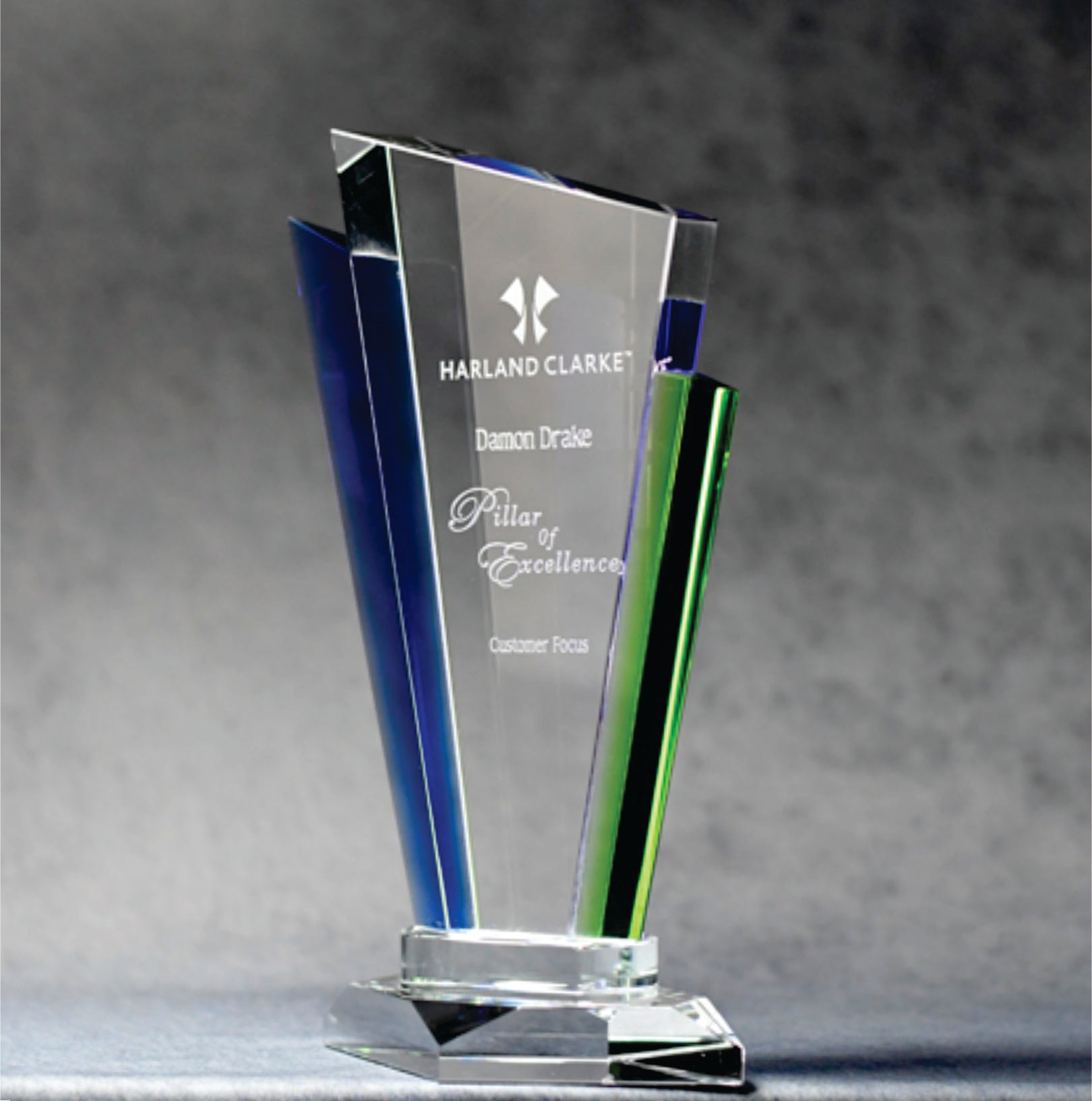 Crystal Angled Blue/Green Award