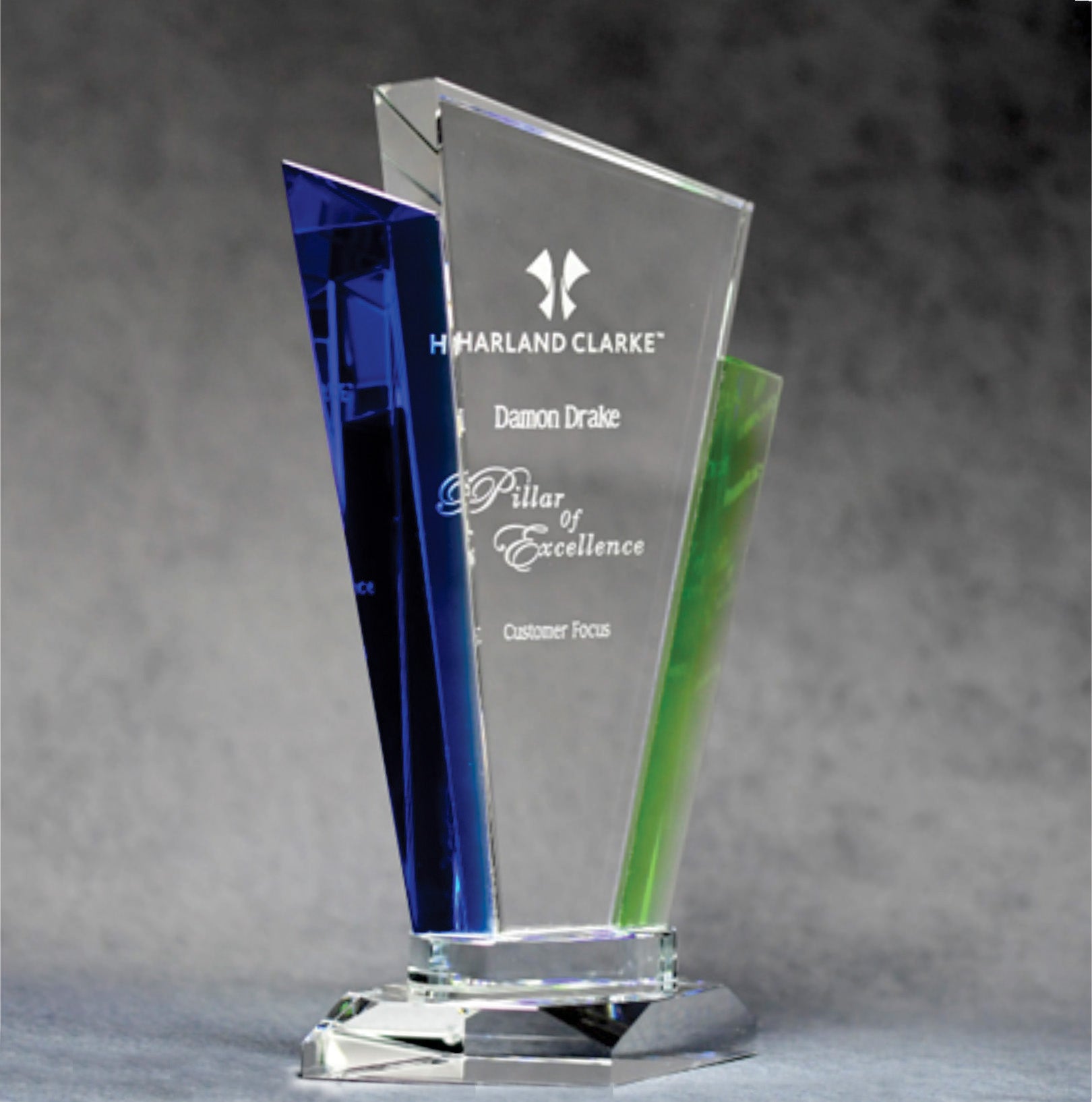 Crystal Angled Blue/Green Award