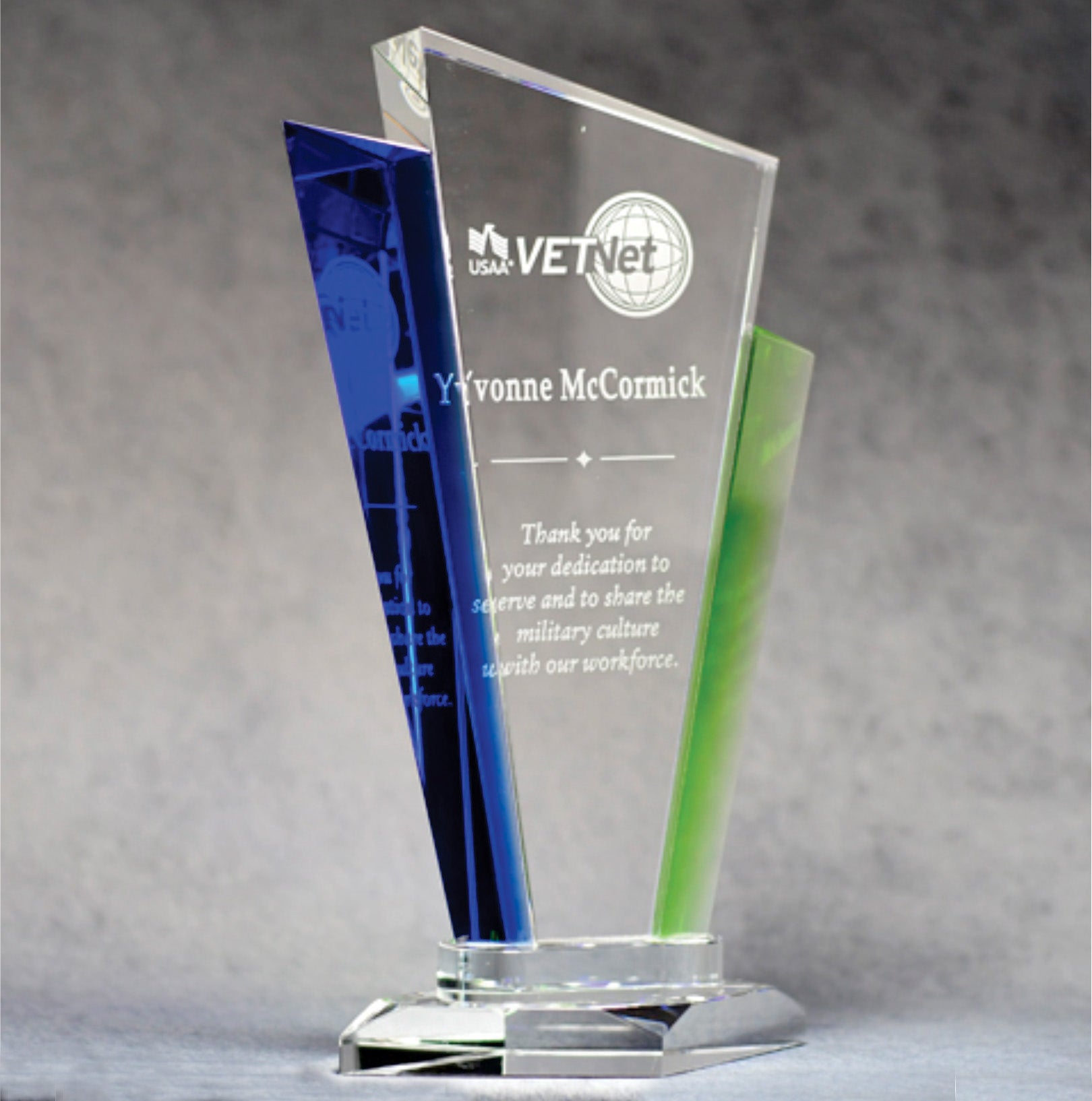 Crystal Angled Blue/Green Award