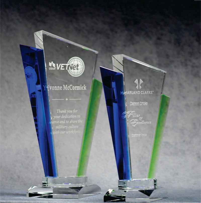 Crystal Angled Blue/Green Award