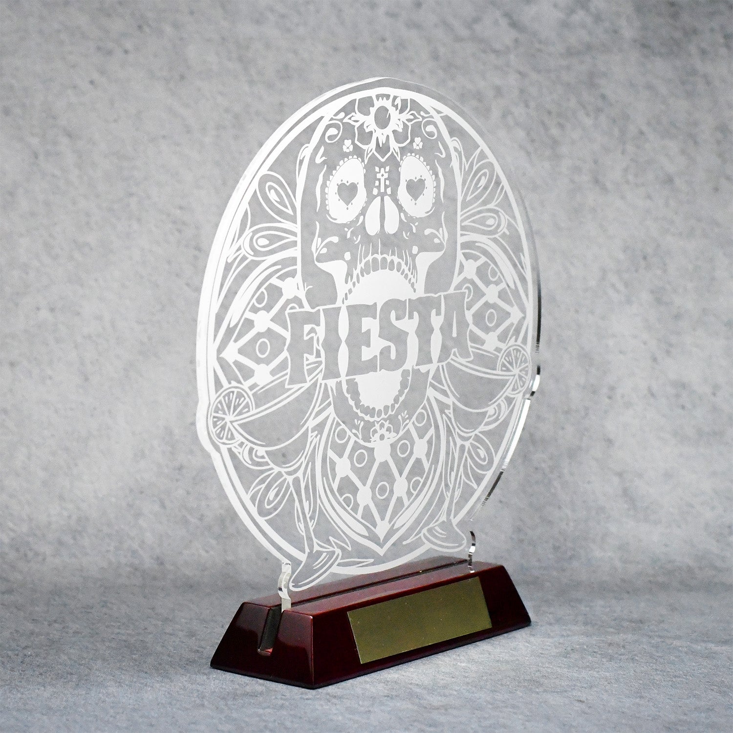 Custom Shape Acrylic Award on Rosewood Base