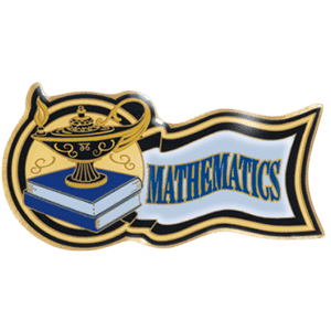 Mathematics trophy emblem with lamp and books, ideal for scholastic achievement awards