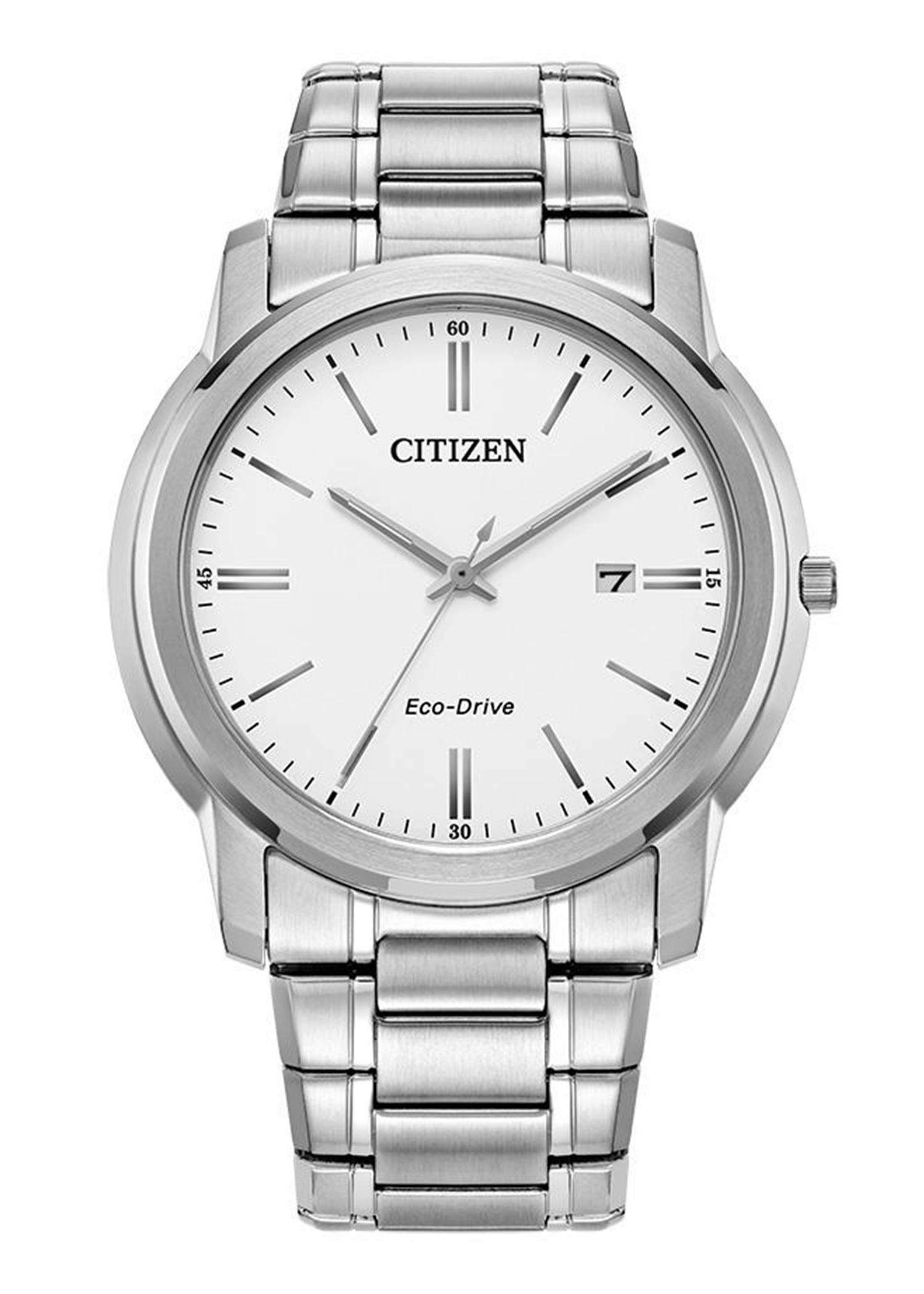 Citizen Corporate Exclusive Men's Eco-Drive Stainless Steel Bracelet Watch with White Dial