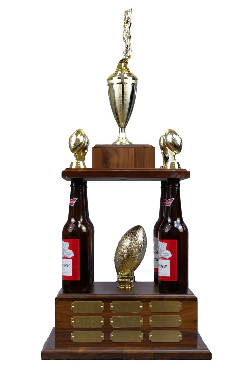 fantasy football helmet beer Fantasy Football 4 Beer Bottle Trophy