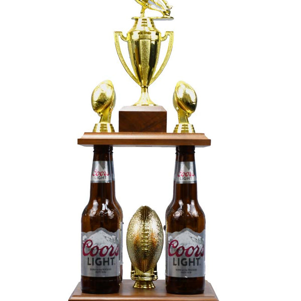 fantasy football helmet beer Mini Fantasy Football 4 Beer Bottle Trophy