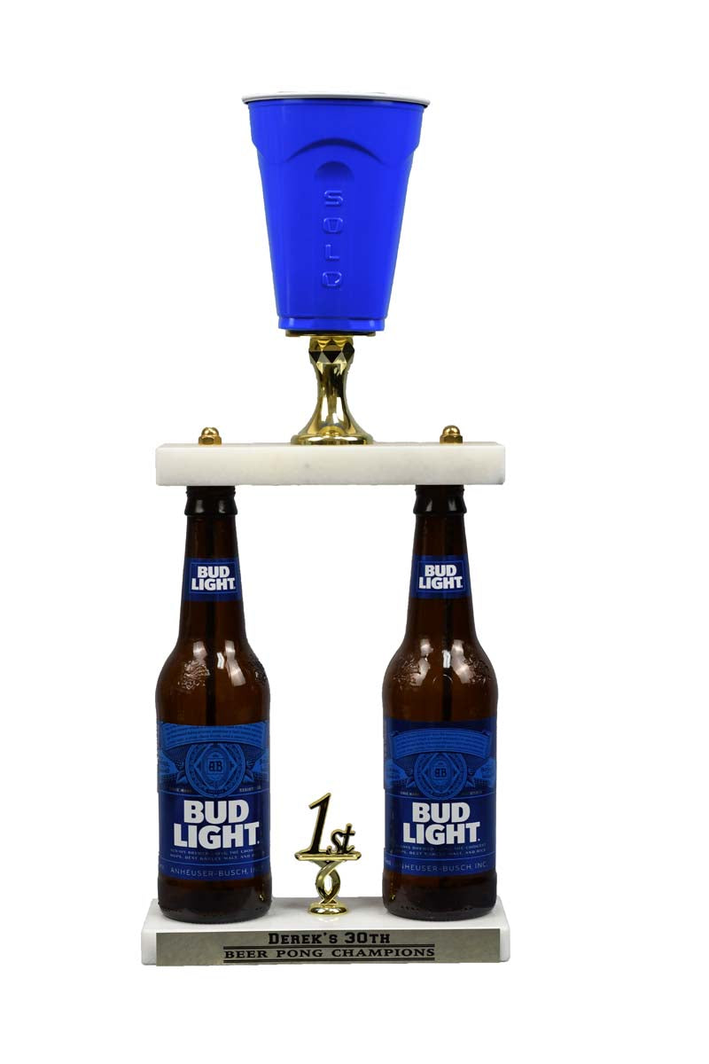 2 Bottle Beer Pong Fantasy Sports Trophy