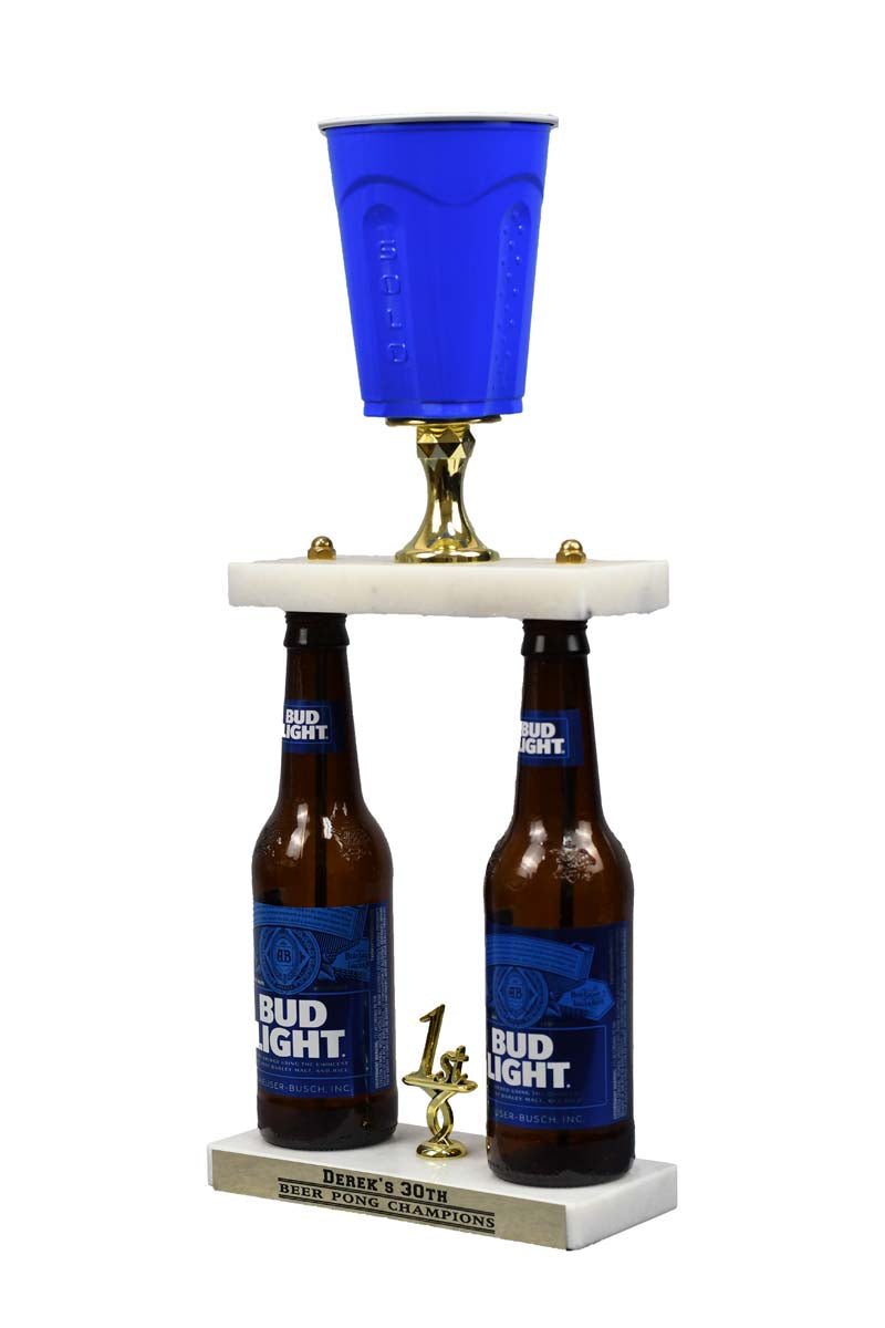 2 Bottle Beer Pong Fantasy Sports Trophy