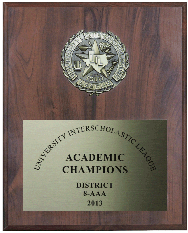 Cherry Finish UIL Plaque