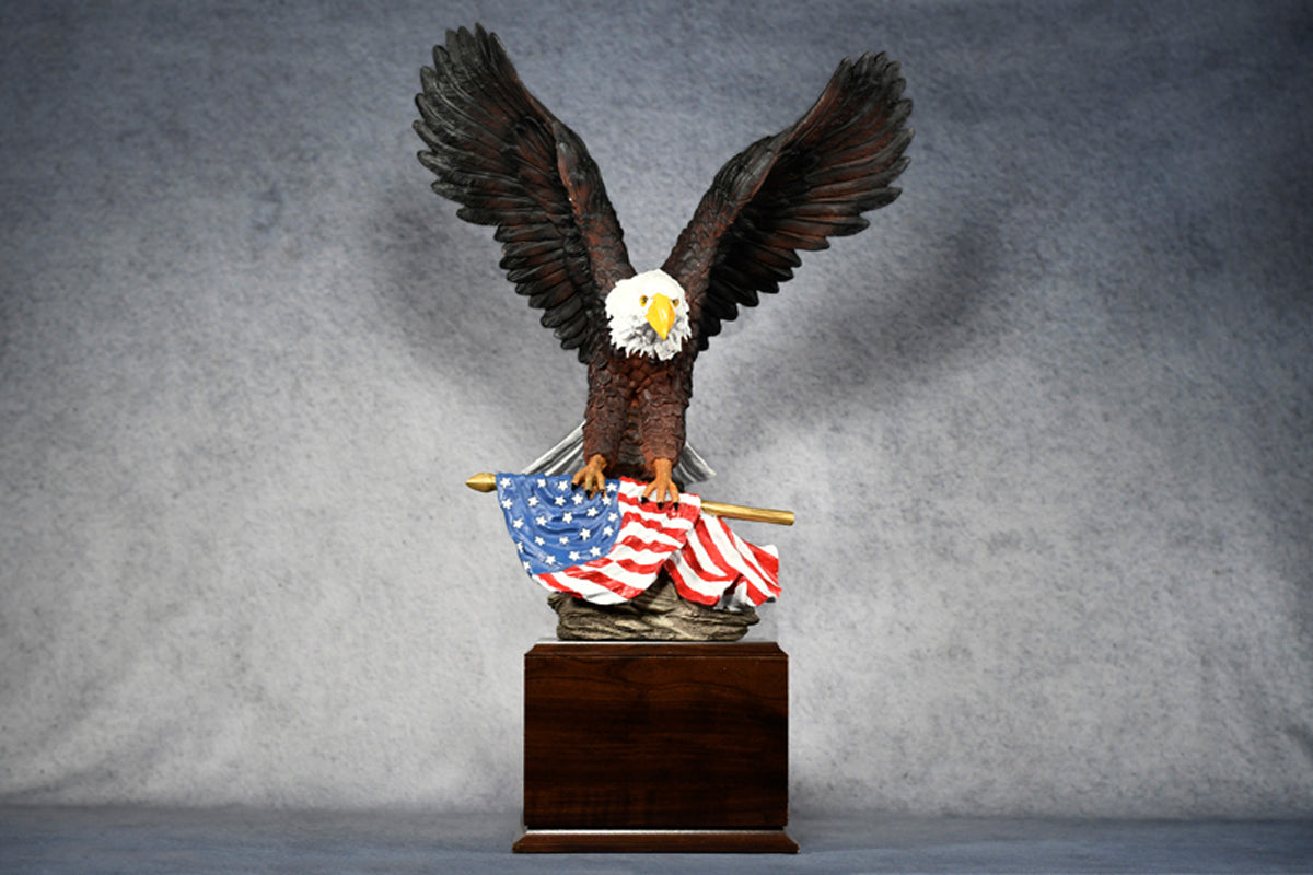 Eagle Carrying the American Flag on Large Base - Monarch Trophy Studio