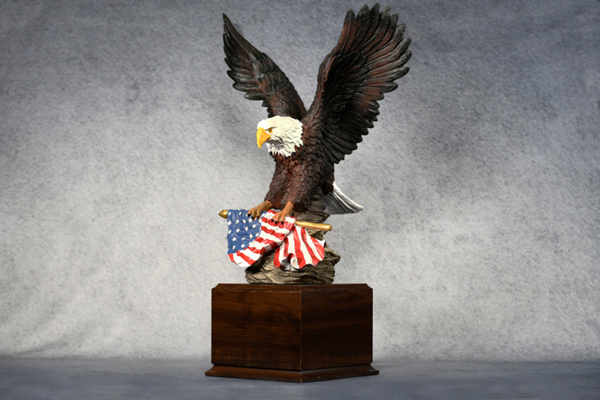 Eagle Carrying the American Flag on Large Base - Monarch Trophy Studio