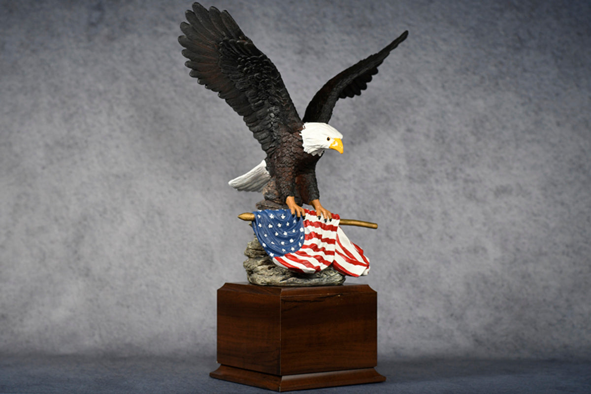 Eagle Carrying the American Flag on Large Base - Monarch Trophy Studio