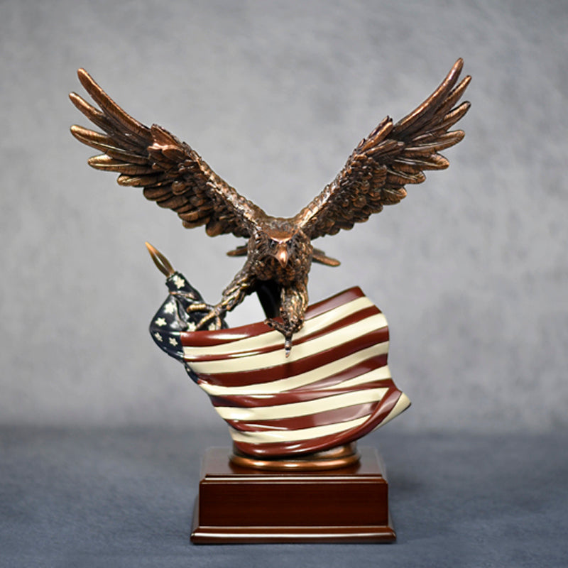 Eagle in Flight w/American Flag - Monarch Trophy Studio