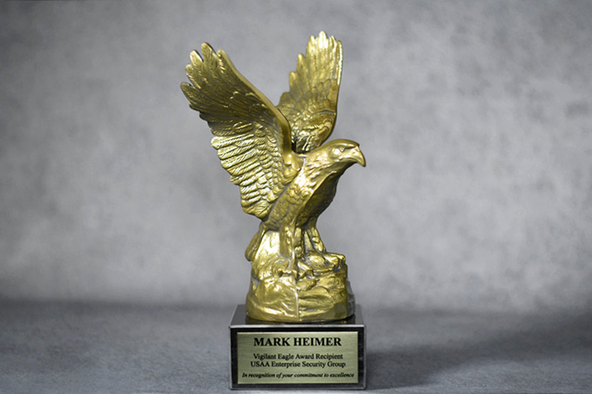 Small Brass Eagle w/ Marble Base - Monarch Trophy Studio