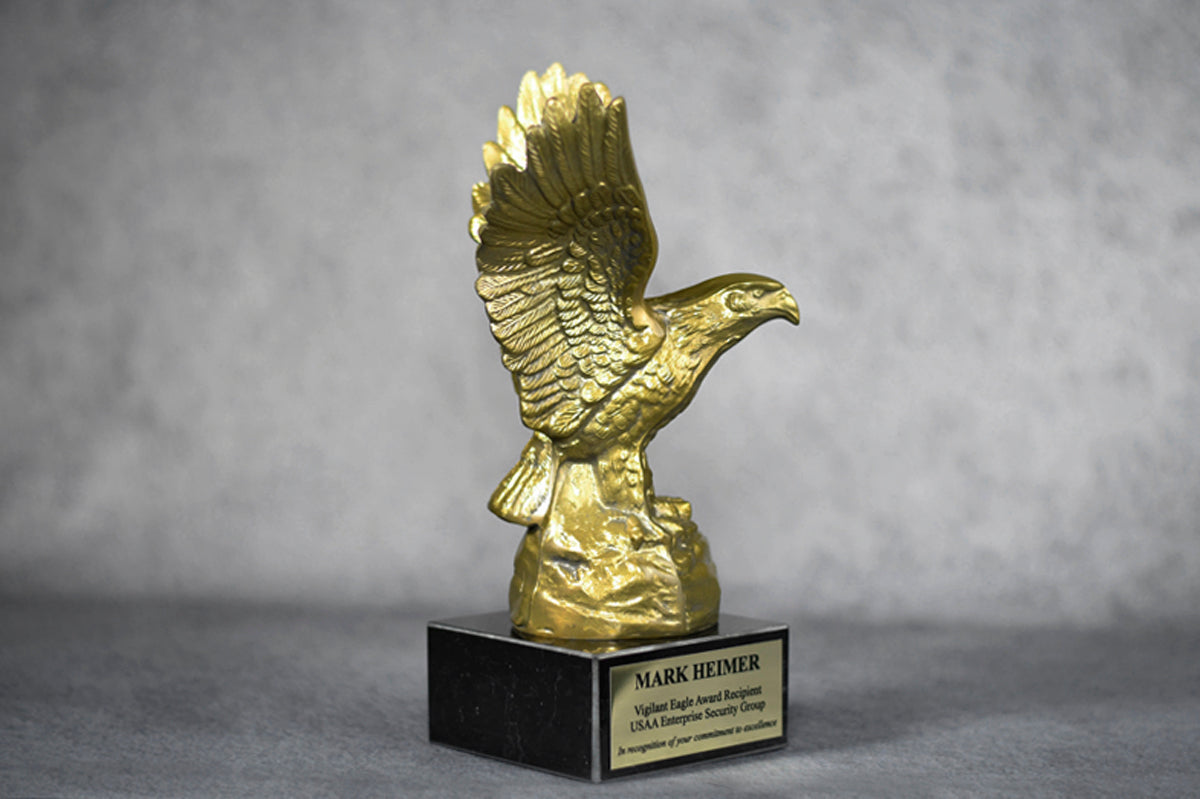 Small Brass Eagle w/ Marble Base - Monarch Trophy Studio